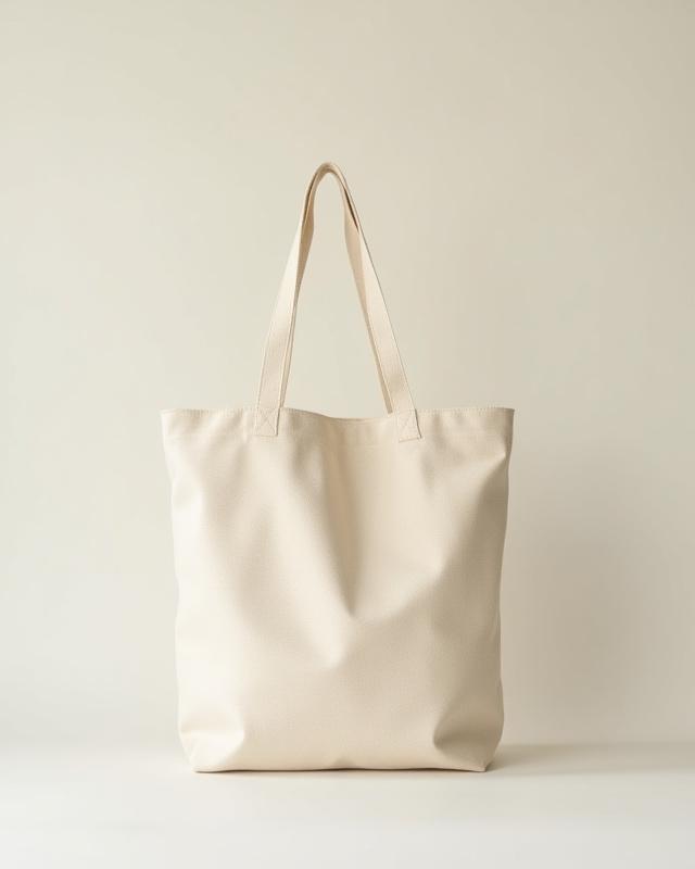 Recycled Cotton Canvas Tote with leather trim
